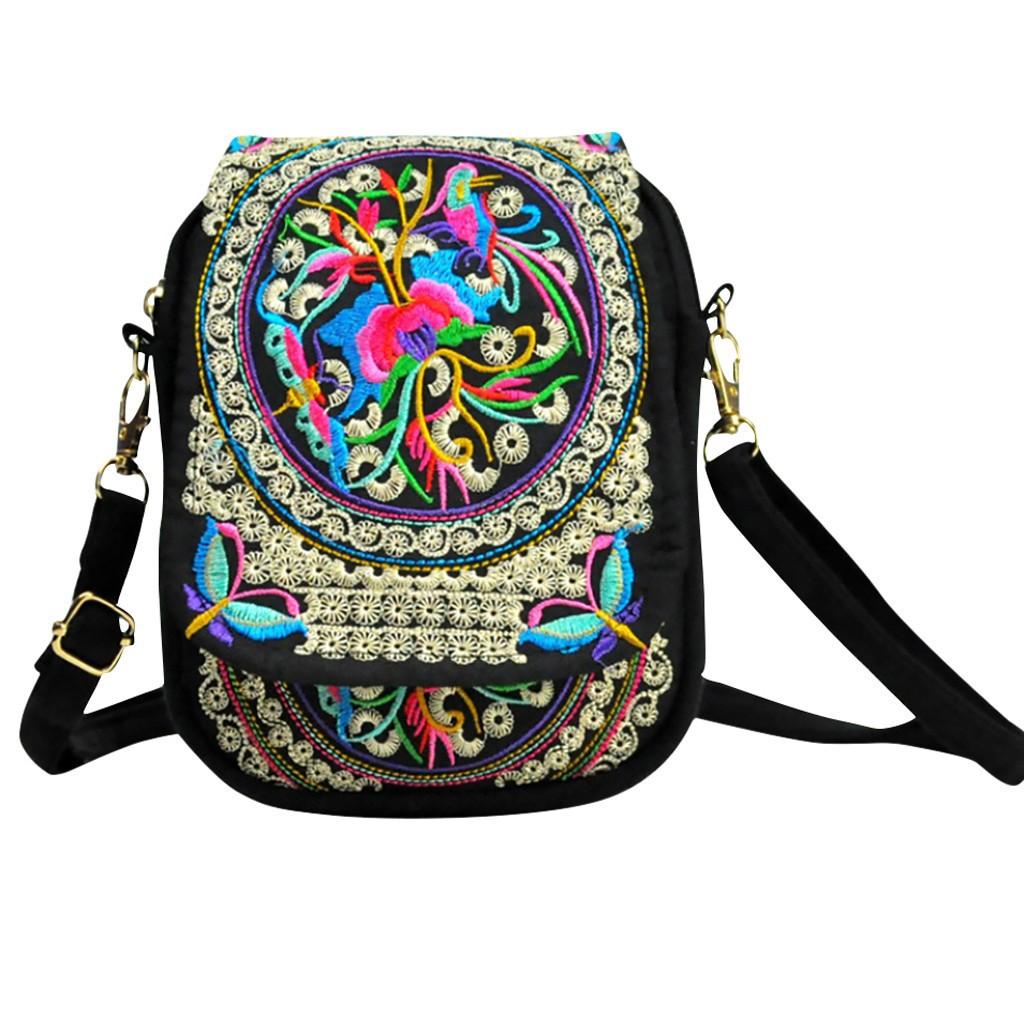 Sagit Womens Ethnic Style Embroidered  Retro Backpack Mini Coin Purse Small Bag