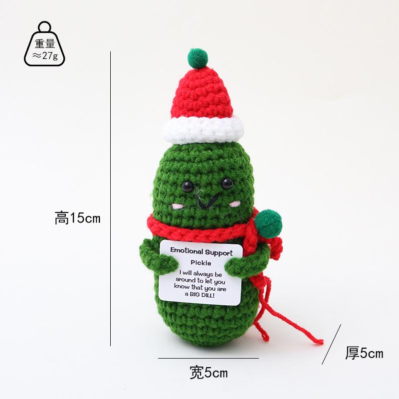 Christmas Positive Energy Doll Crochet Santa Claus Reindeer Handmade Knitting Dolls With Card Desktop Ornaments New Year Gift