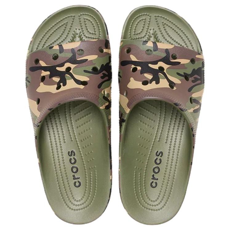 Crocs Comfortable Versatile Anti-Friction Slide Sandals Men sandals Army-Green 213312-3TC