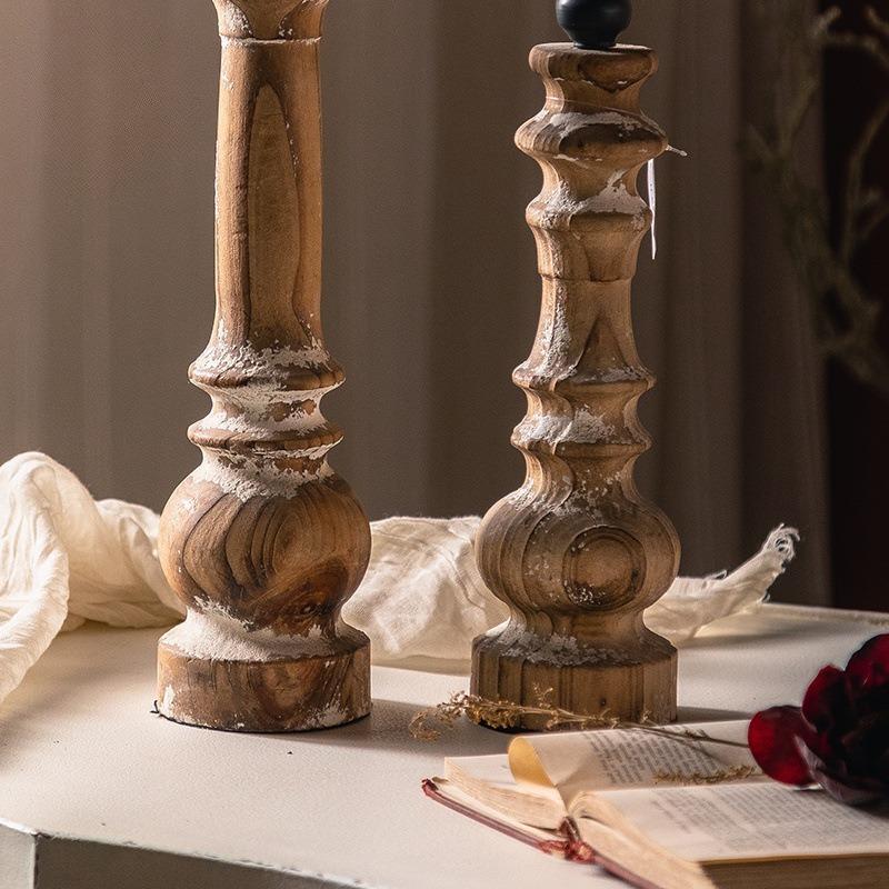 Vintage Candle Holder Wooden Candles Holders Luxury Elegant Candlestick Aesthetic Decorative Candlesticks Table Decorations