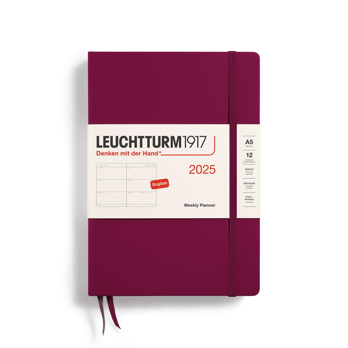 LEUCHTTURM1917 2025 Diary A5 Weekly Horizontal Port Red 370770