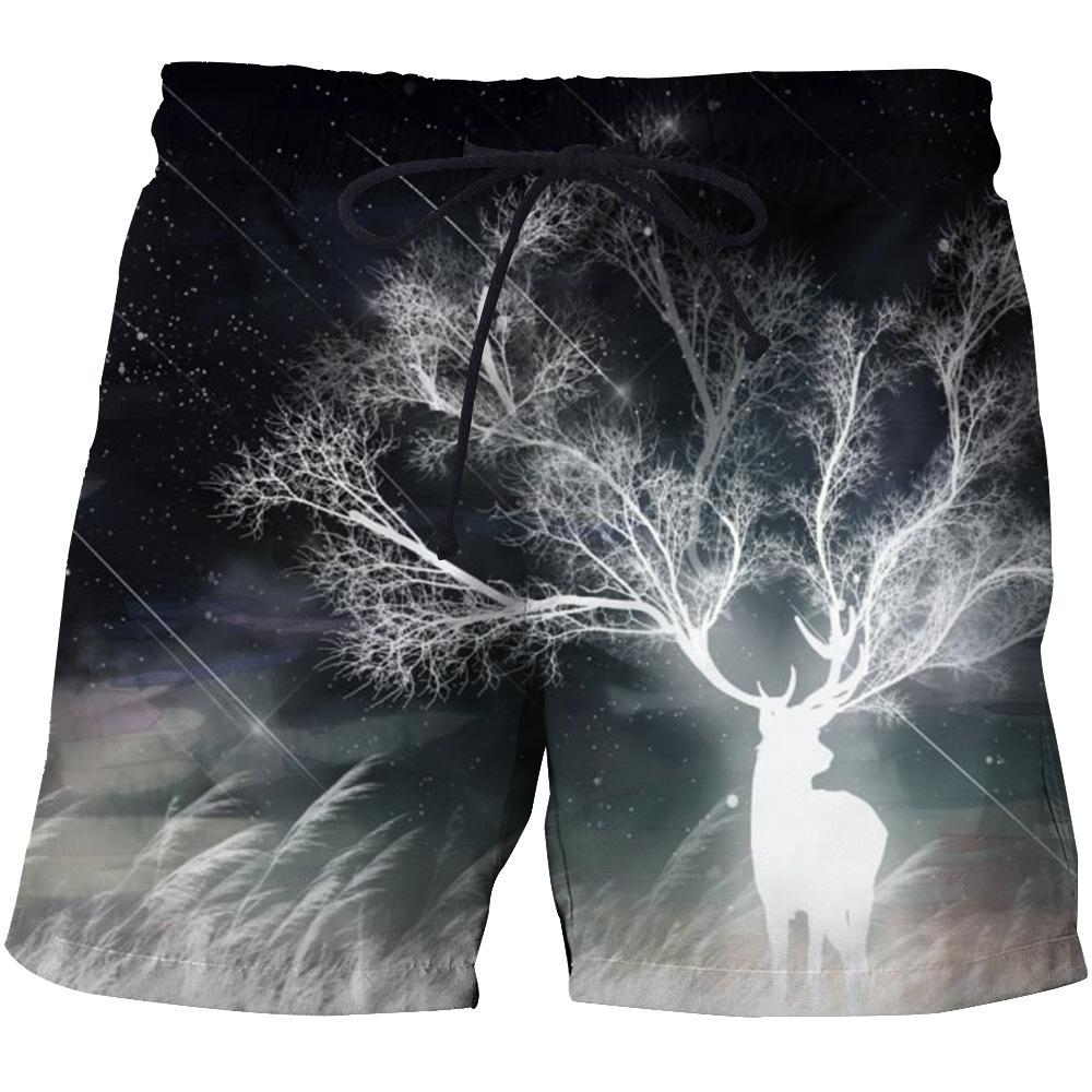 Herren Sommer Elchmuster Strandhose 3D Digital bedruckte Sporthose