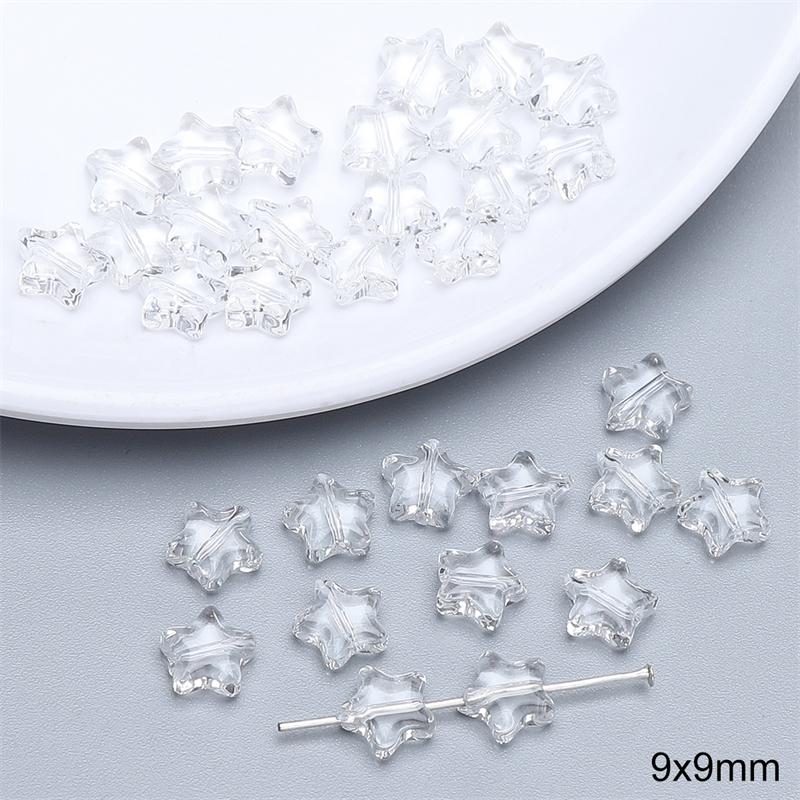 20pcs/bag Special-Shaped Glass Transparent Beads DIY Bracelet Necklace Earrings Jewelry Accessories