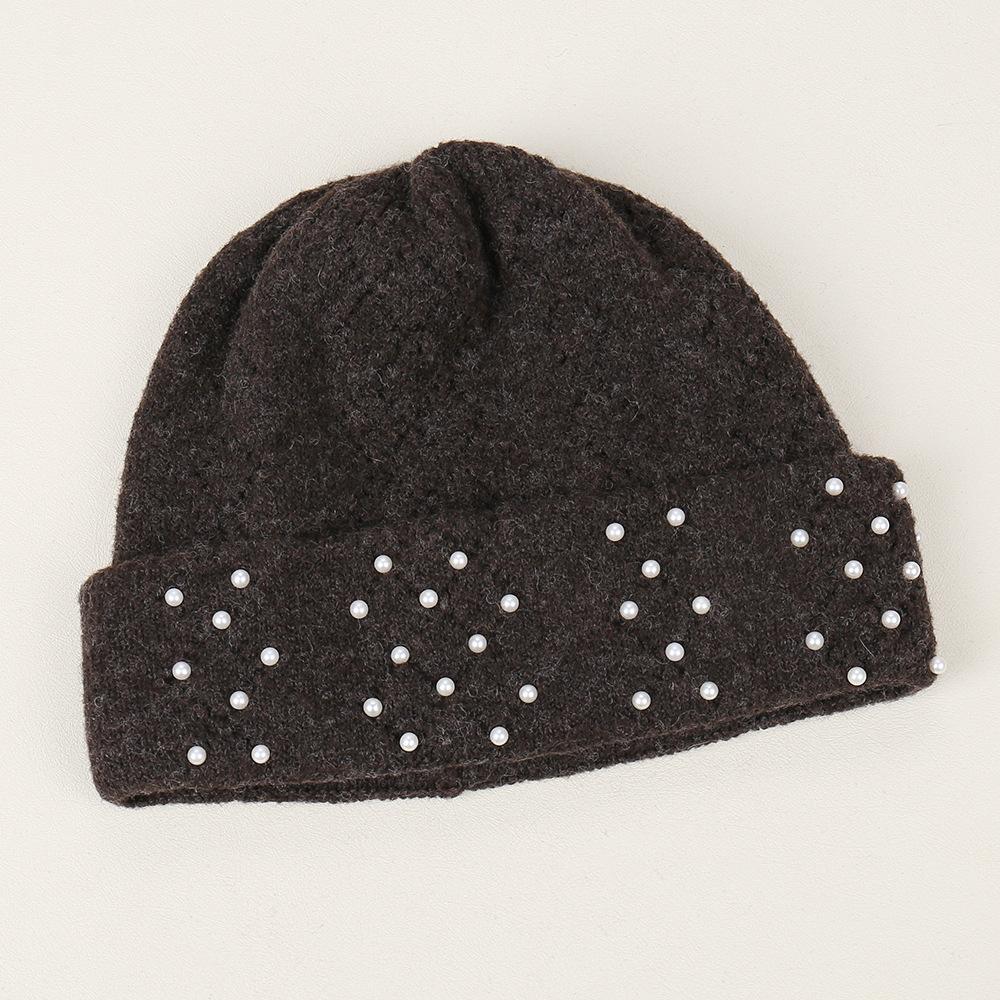 Autumn and winter new warm little pearl fashion knitted hat outdoor riding windproof and cold thickened versatile wool hat
