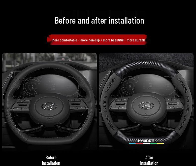 Hyundai Sonata 8-го-10-го поколінь Покришка на кермо з замші та вуглецевого волокна, Ультратонка