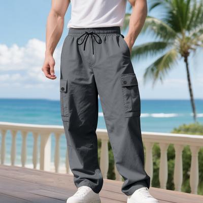 Herren Cargo-Hose Kordelzug Taille Mehrfarbig Lässig Locker Geschnittene Hose