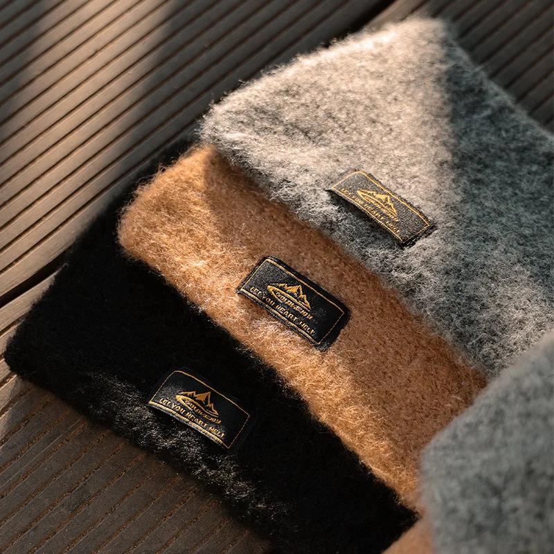 Hochwertiger Herrenschal Winter Imitation Mohair Kaschmir Schal Outdoor Freizeit Warm Strick Weich Einfach Schal Männlich Japanisch Teen