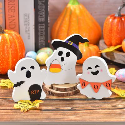 Halloween, Desktop-Geisterornamente, Requisiten-Arrangement, Halloween-Ornamente, Neue Stile, Niedliche Geister, Dekorationen, Holzornamente