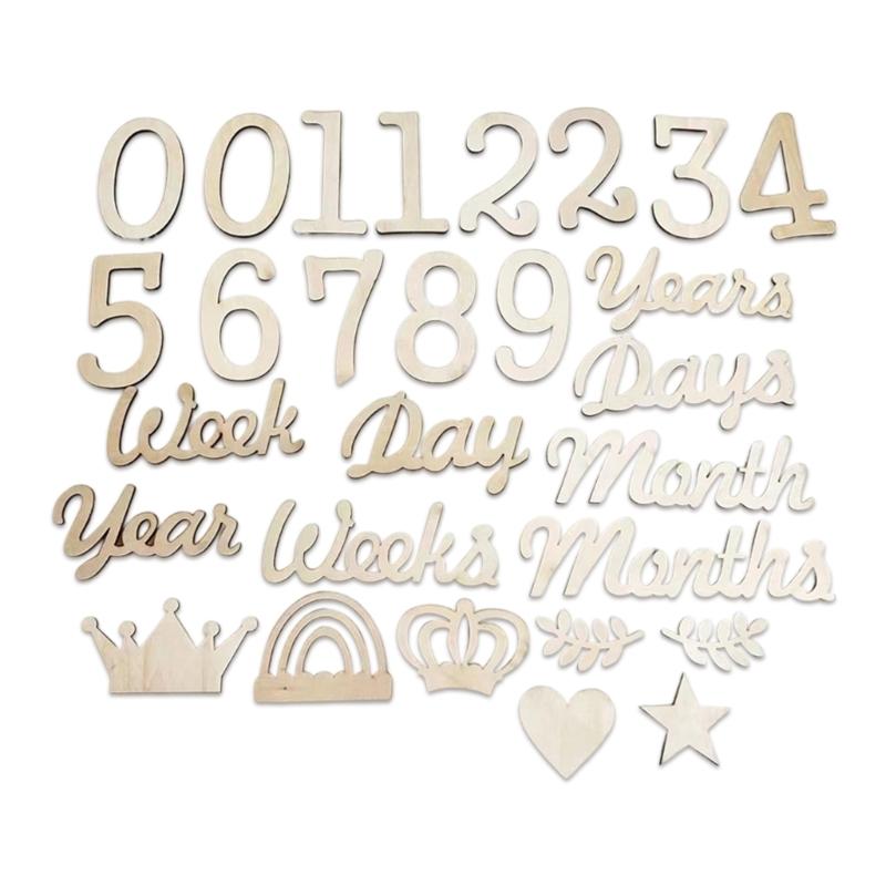 Wooden Milestones Number Word Photo Props Baby Age Markers Announcement Card Home Decoration Personalizing Nursery Gift