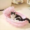 Łóżko dla zwierząt domowych z koronką i kokardą 60cm Łóżko dla kota Koszyk Urocze gniazdo dla zwierząt Pies