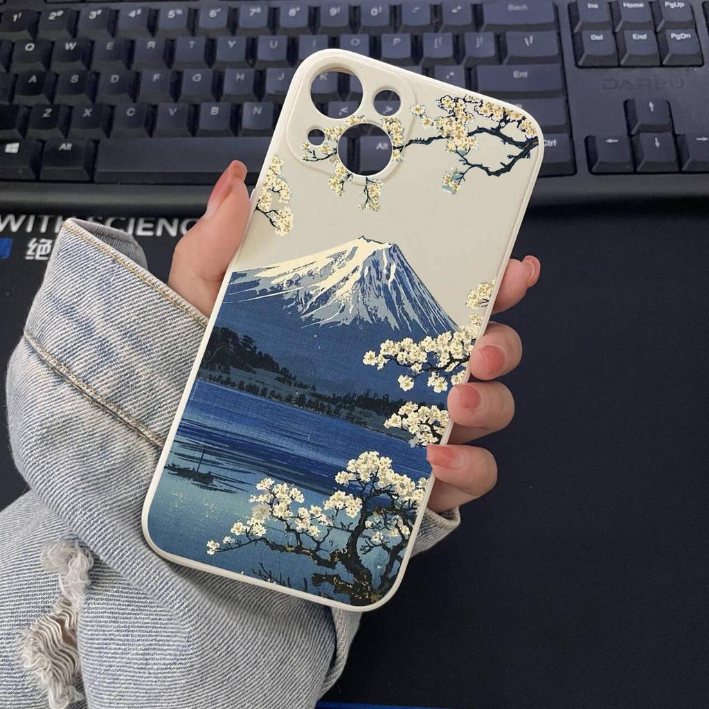 Japanese Mount Fuji Landscape Phone Case for IPhone 16 14 13 12 11 15 Pro Max Mini XR XS X 15 14 7 8 Plus SE2 Silcone Back Cover