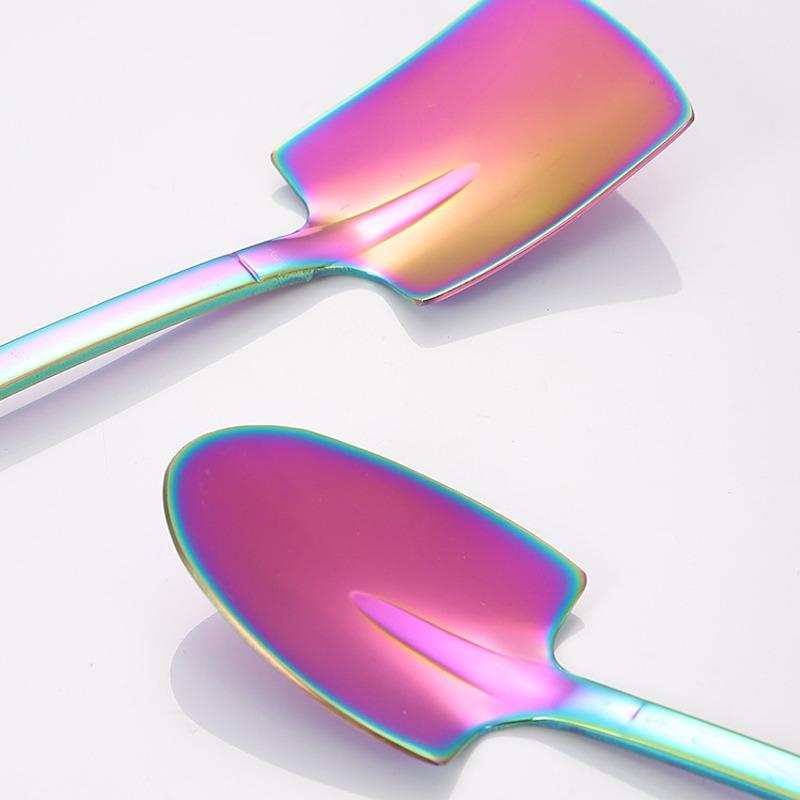 Set de tacâmuri cu linguri de cafea, 4 buc, din oțel inoxidabil, retro, lopată de fier, lingură pentru înghețată, lingură creativă, linguriță de ceai, veselă de modă