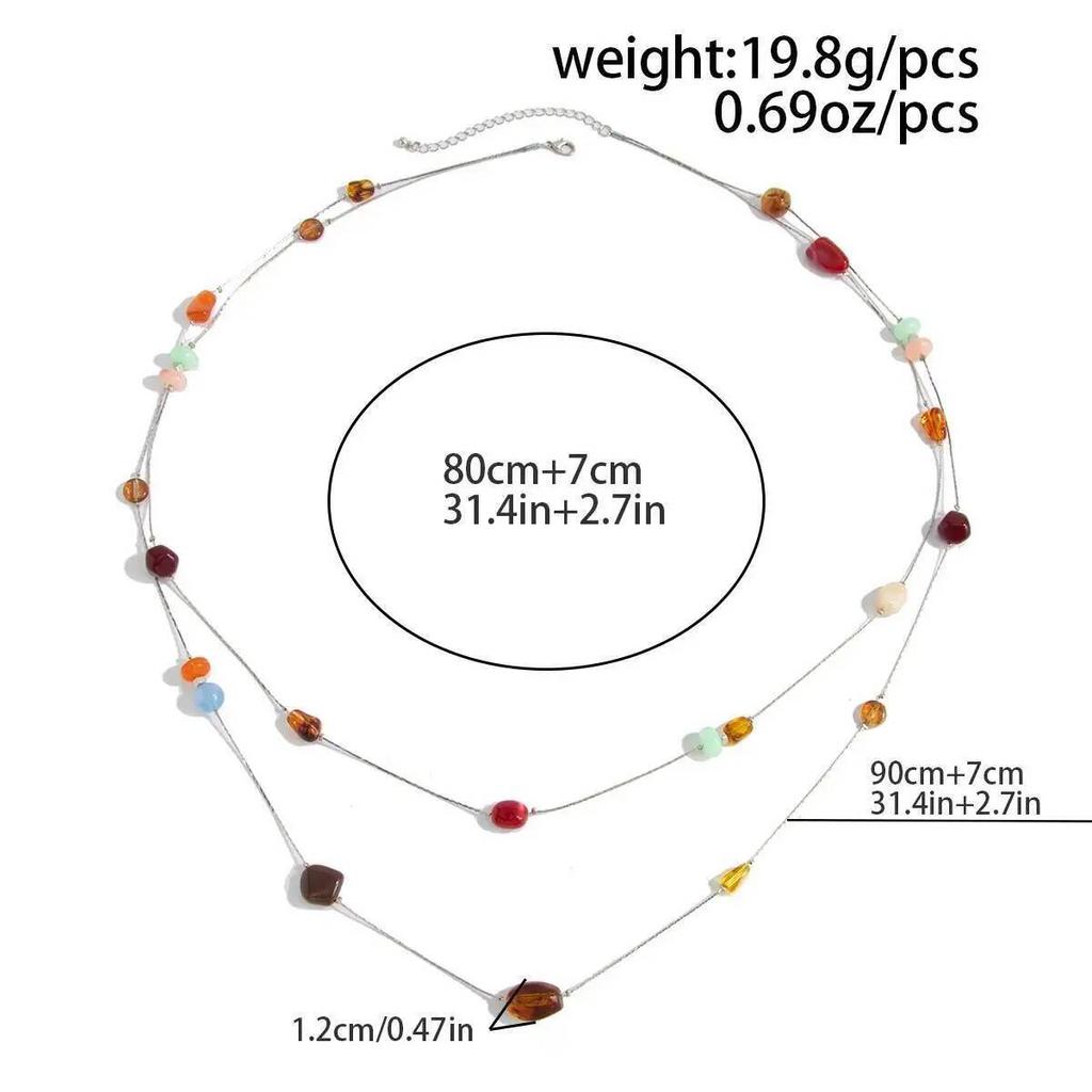 Salircon Exquisite Boho Colorful Resin Choker Necklace Women Fashion Creative Long Necklace Daily Trend Matching Banquet Jewelry