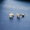 Real 925 Sterling Silver Fashion Sweet Flower Bead Screw Stud Earrings for Women Wedding Fine Jewelry