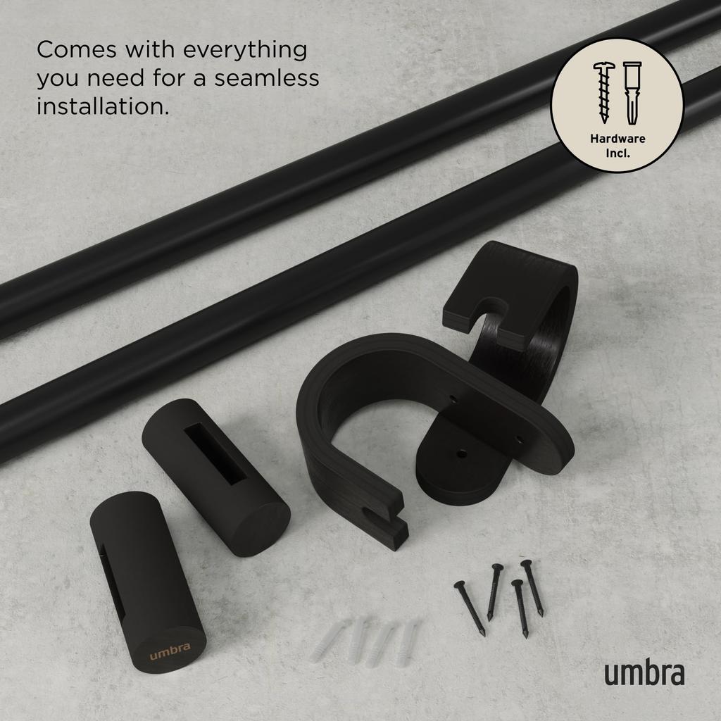 Official Umbra Bellwood Curtain Rod, 107-305cm, Matte Black