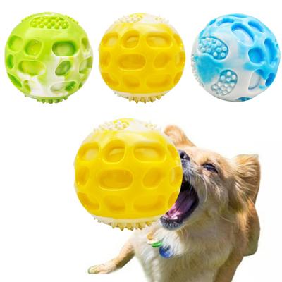Squeaky Dog Ball Pets Rubber Chew Toy Non-Toxic Bite Resistant Fetch Ball Promotes Teeth Health for Aggressive Chewers Indoor Outdoor Fun