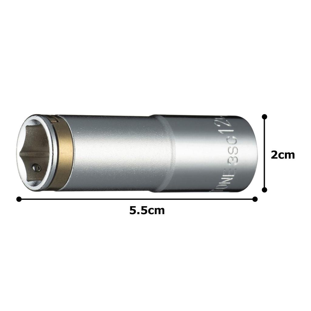 TONE Nut Catch Deep Socket Drive Angle Width Across Flats 12mm (hexagonal) 3SC-12L 9.5mm (3/8")