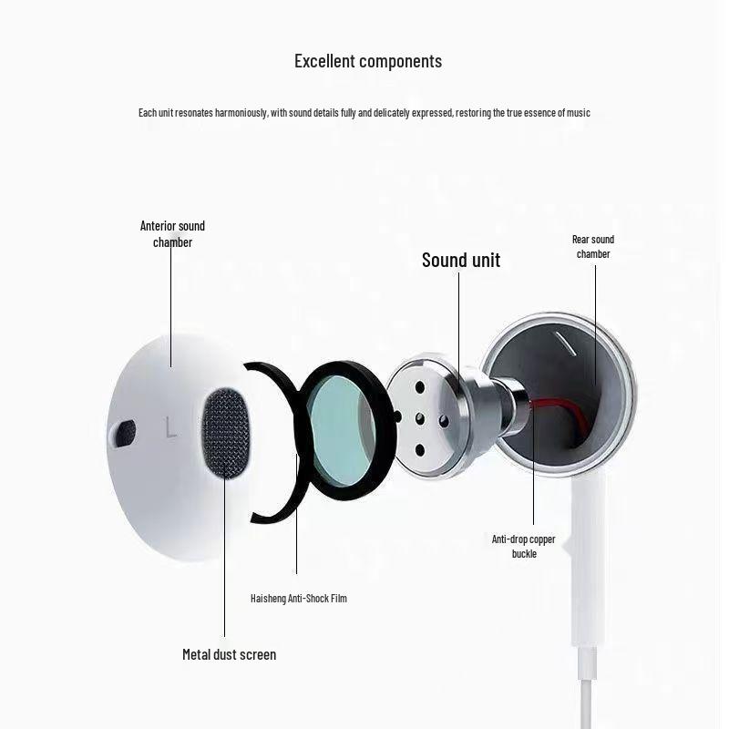 Apple Wired Lightning Earphones: No Bluetooth needed, plug and play, flat-head design.