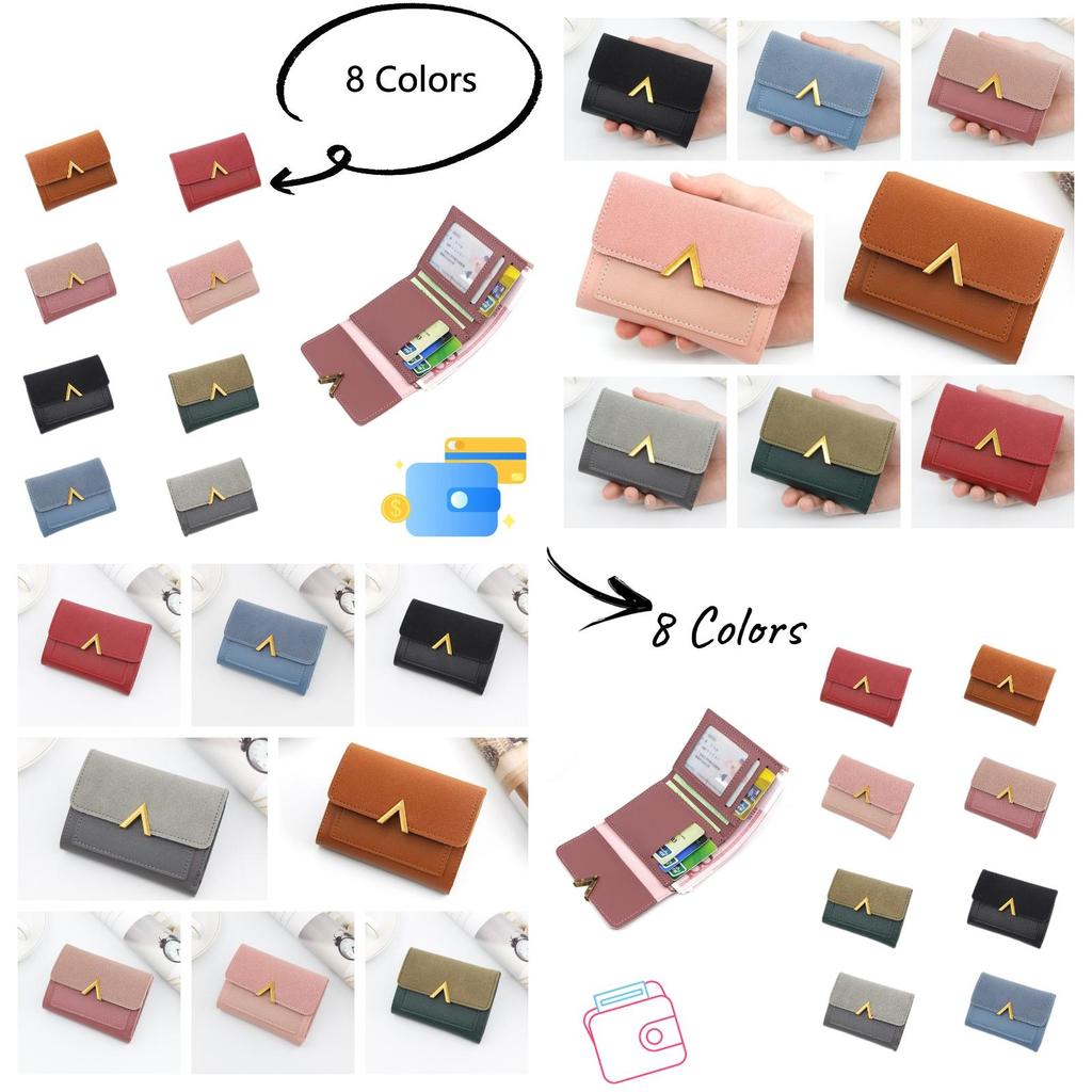 Stylish Ladies' Short Wallet With Large Capacity And Multiple Compartments, Candy-colored And Soft Pu Leather
