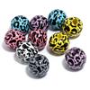10Pcs 16mm Natural Wooden Beads Colored Butterfly Flower Star Print Spacer Beads For DIY Craft Bracelet Phone Chain Accessories