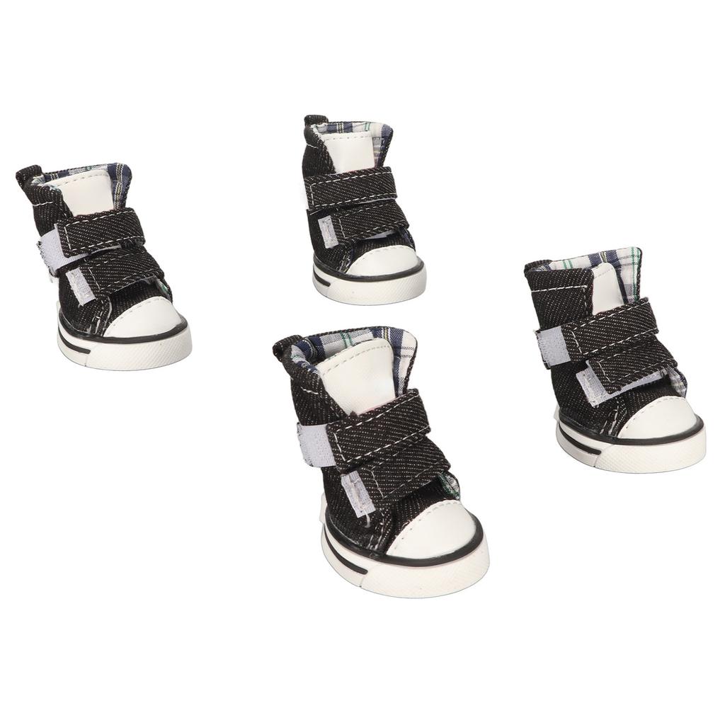 4 peças Tênis de Lona para Cachorro Moda Fofo Todas as Estações Respirável Resistência ao Escorregamento Tênis Esportivo para Pet Cachorros Pequenos Pets 3#