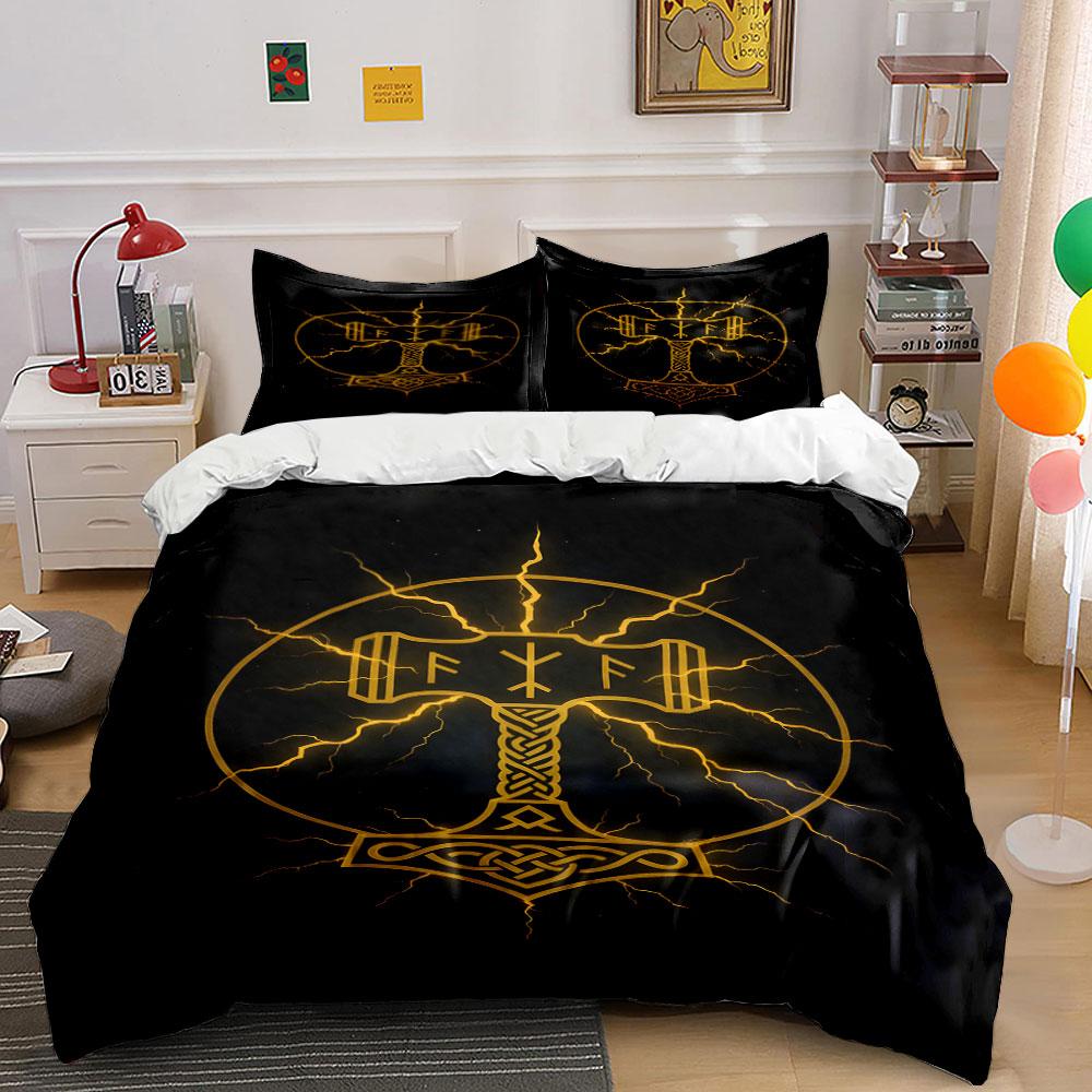 

Golden Thor s hammer motif. Bedding sets Duvet cover sets Duvet covers Pillowcases(1 * Duvet Cover 2 * Pillowcases, without duvet insert) 135x200cm