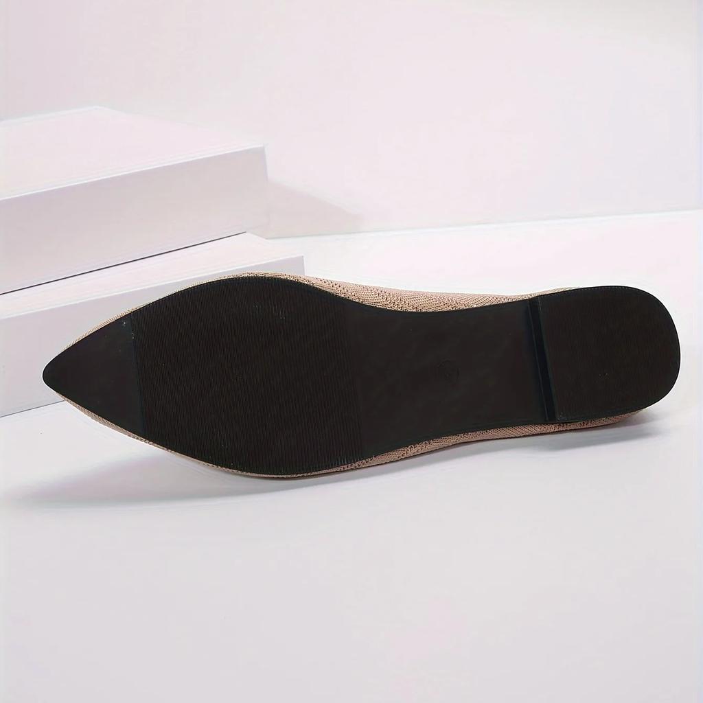 Pantofi plati pentru femei cu vârf ascuțit Pantofi tricotați de culoare solidă Pantofi casual respirabili Mocasini plat pentru femei Pantofi confortabili pentru dama