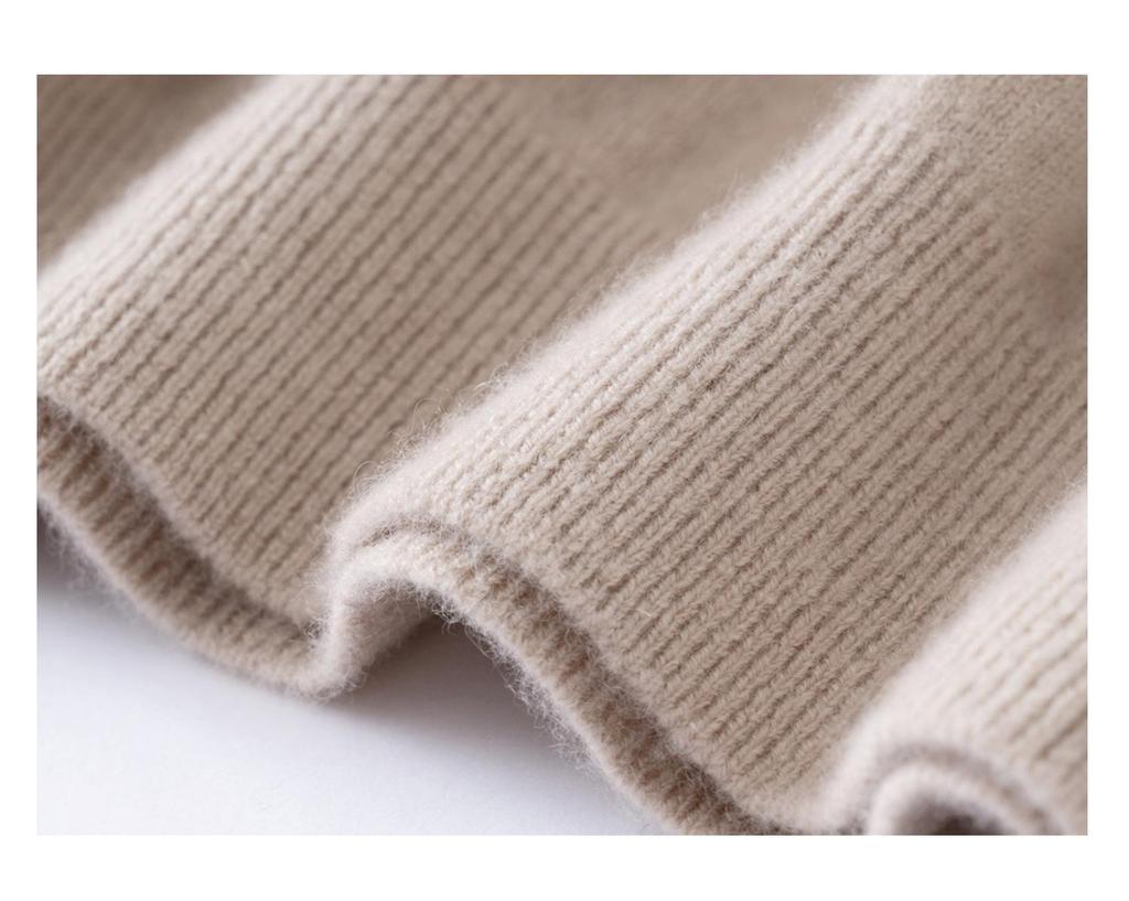 Men's 100% Pure Cashmere Double-Layer Sweater, Semi-High Neck, 2025 Autumn/Winter Thick Knit Base Layer