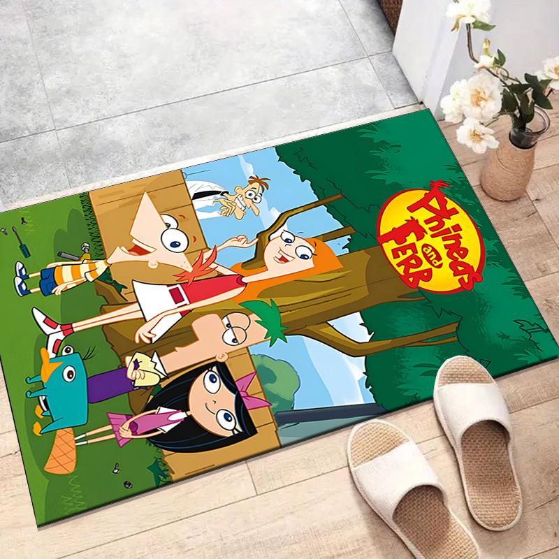 1pc P-Phineas and Ferb Design Printed Area Rug Carpet for Bedroom Living Room Home Decor Rugs Mat Non Slip Mat Rug for Bedside