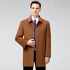 Cashmere coat, middle-aged autumn and winter mid-length dad's loose woolen jacket, warm casual jacket for men