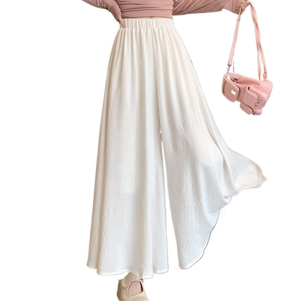 White High-Waisted Wide-Leg Culottes: Women's Slimming Petite Summer Casual 2026 Collection