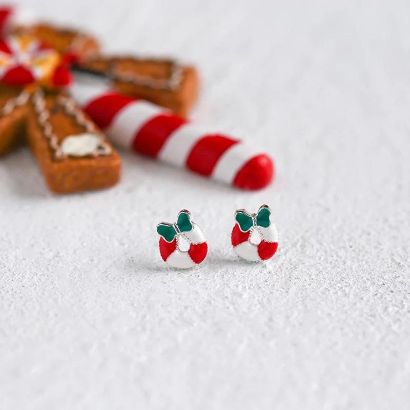 Runxin Weihnachtsbonbon Ohrstecker - Vielseitiger Damen Europäischer & Amerikanischer Stil, Schlichtes Epoxid Studenten Design.