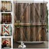 Western Cowboy Theme Bathroom Shower Curtain Barn Wooden Door Decor Waterproof Bathroom Curtain With Hooks Polyester Curtains