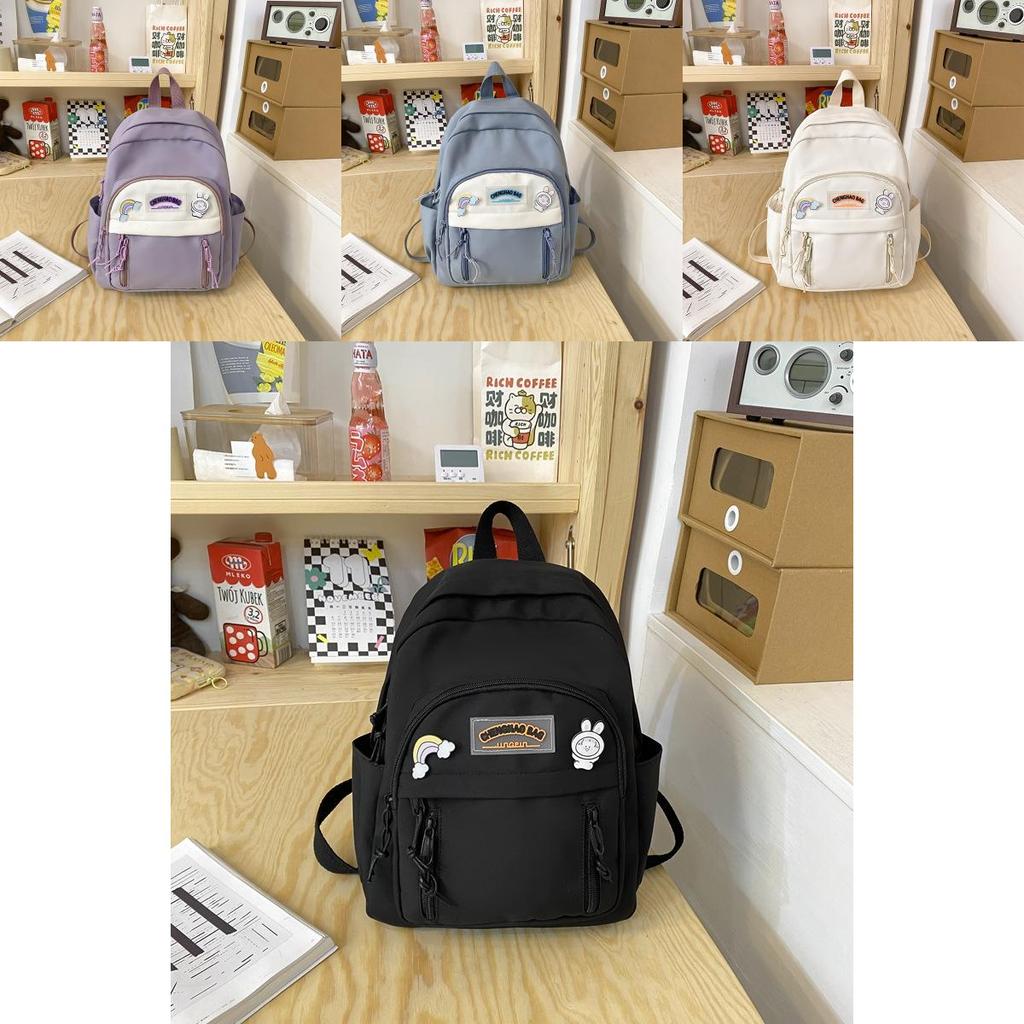Simple Color Blocked Letter Decoration For Student Casual Backpacks For Middle School Students