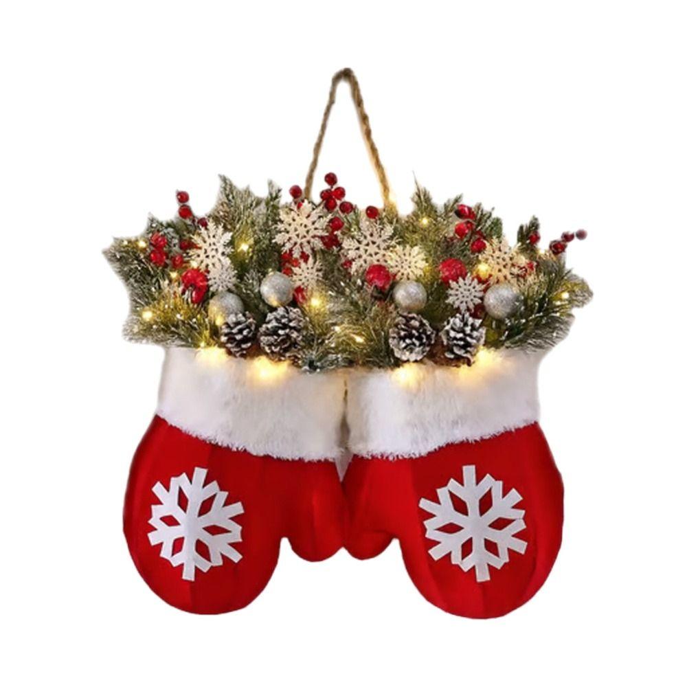 with 120 LED Lights Twinkling Christmas Mitten Wreath 10H Auto Timer Christmas Decoration Supplies Christmass Balls Hanging