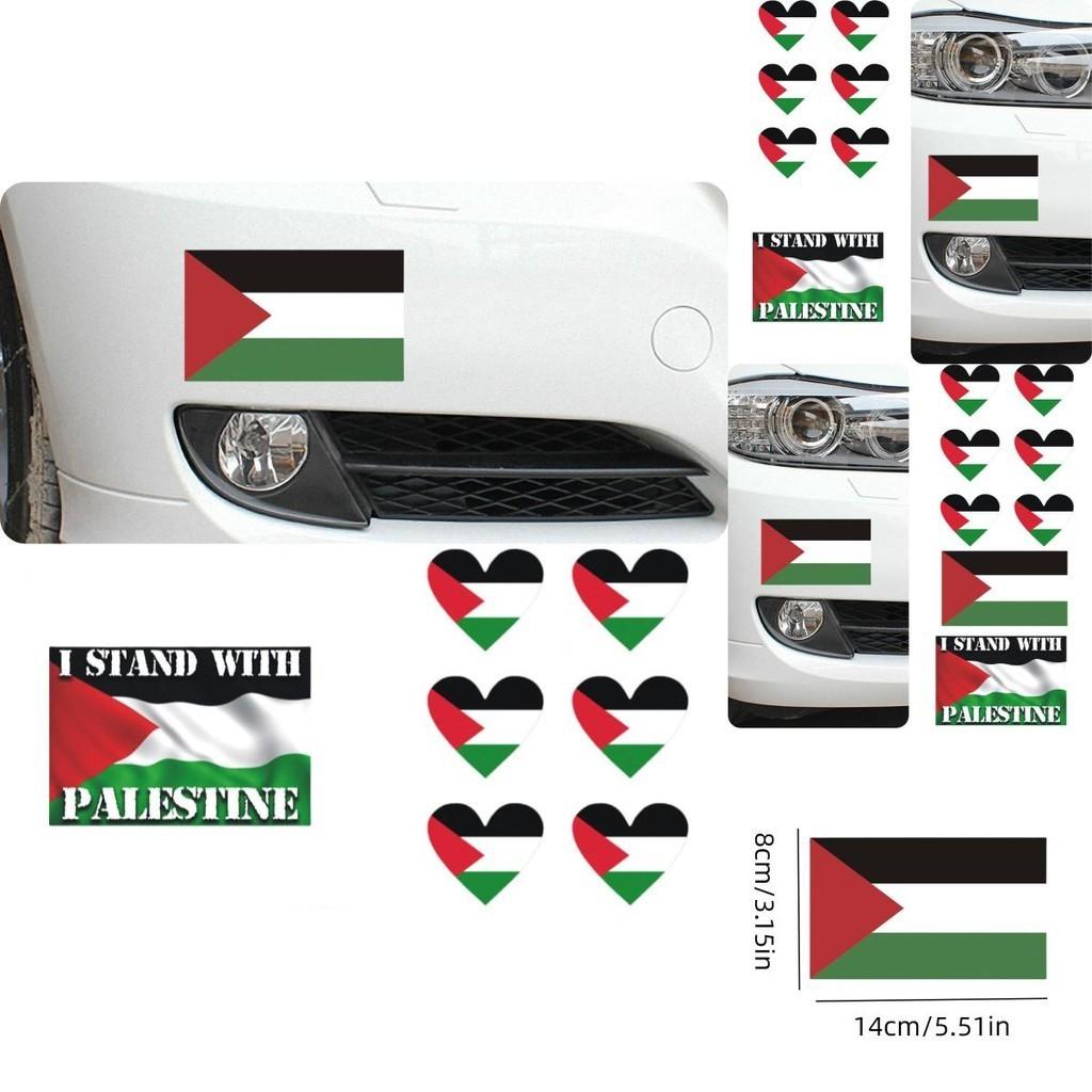 High-quality Pet Material Car Sticker 14cm Palestinian Flag Decal