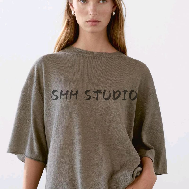 MD Summer New Arrival Women's Clothing Casual Loose Linen Blended Loose round Neck Short Sleeve Knitwear 5610648