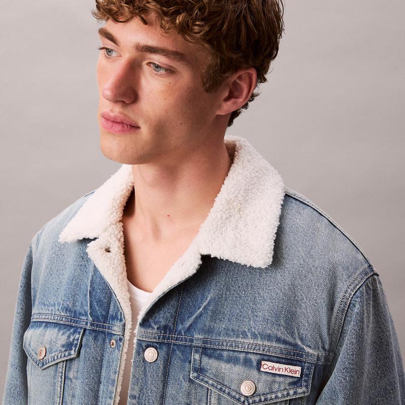 Calvin Klein Faux Shearling Lined Vintage Style Denim Jacket Men Jackets 4RD737G