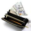 [Revetta] Crocodile Leather Long Wallet, Gold Python Lining, Men's Genuine Leather, Black, Single Piece Leather, Matte Finish [168crw-a]