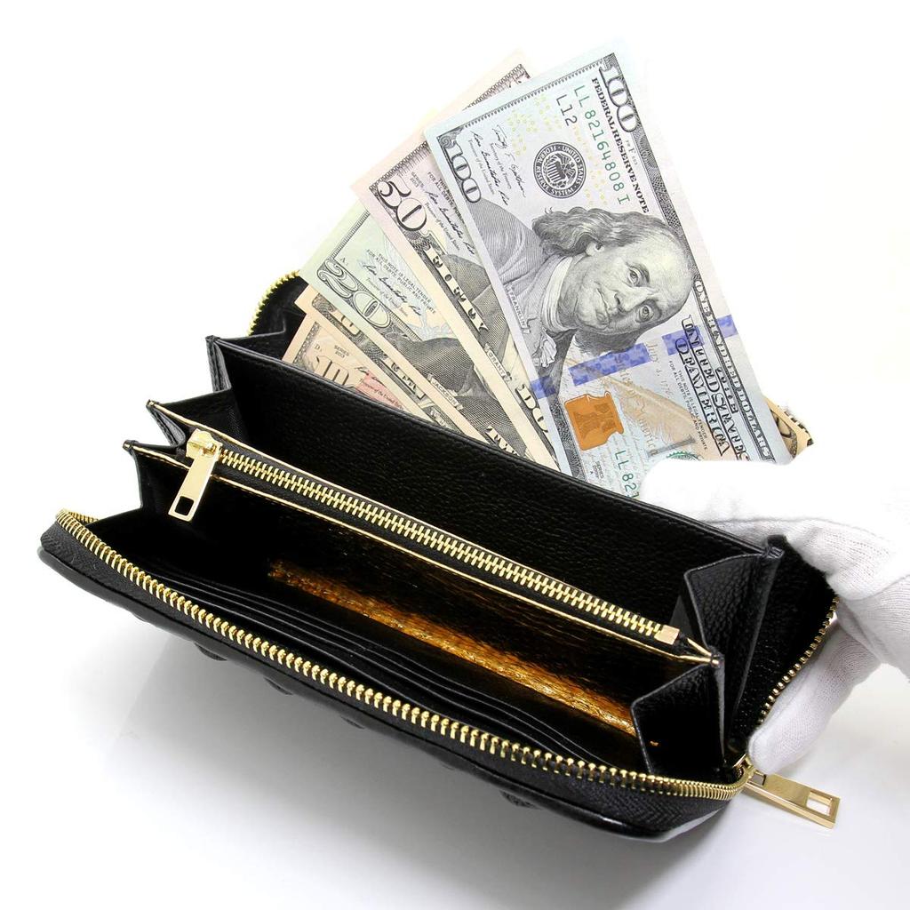 [Revetta] Crocodile Leather Long Wallet, Gold Python Lining, Men's Genuine Leather, Black, Single Piece Leather, Matte Finish [168crw-a]