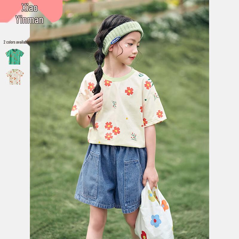 

Детская футболка с цветочным принтом и коротким рукавом 170