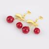 Nidin New Fashion Cherry Shape Glossy Drop Earrings For Women Female Anniversary Party Sweet Temperament Style Ear Jewelry Gifts
