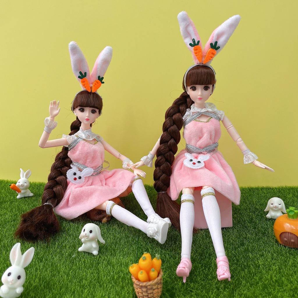 30cm Douluo Mainland Little Five Dance Rabbit Doll Princess Dress-up Suit Doll Birthday Gift Girl Toy