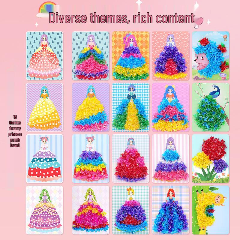 Handbemaltes Tupfen-Prinzessinnen-Ankleide- & DIY-Stickerbuch für Kinder