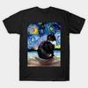 Men Black Print T-shirt Black Tuxedo Cat Night 2 No-Cut Transfer Paper Print Cotton Tshirt