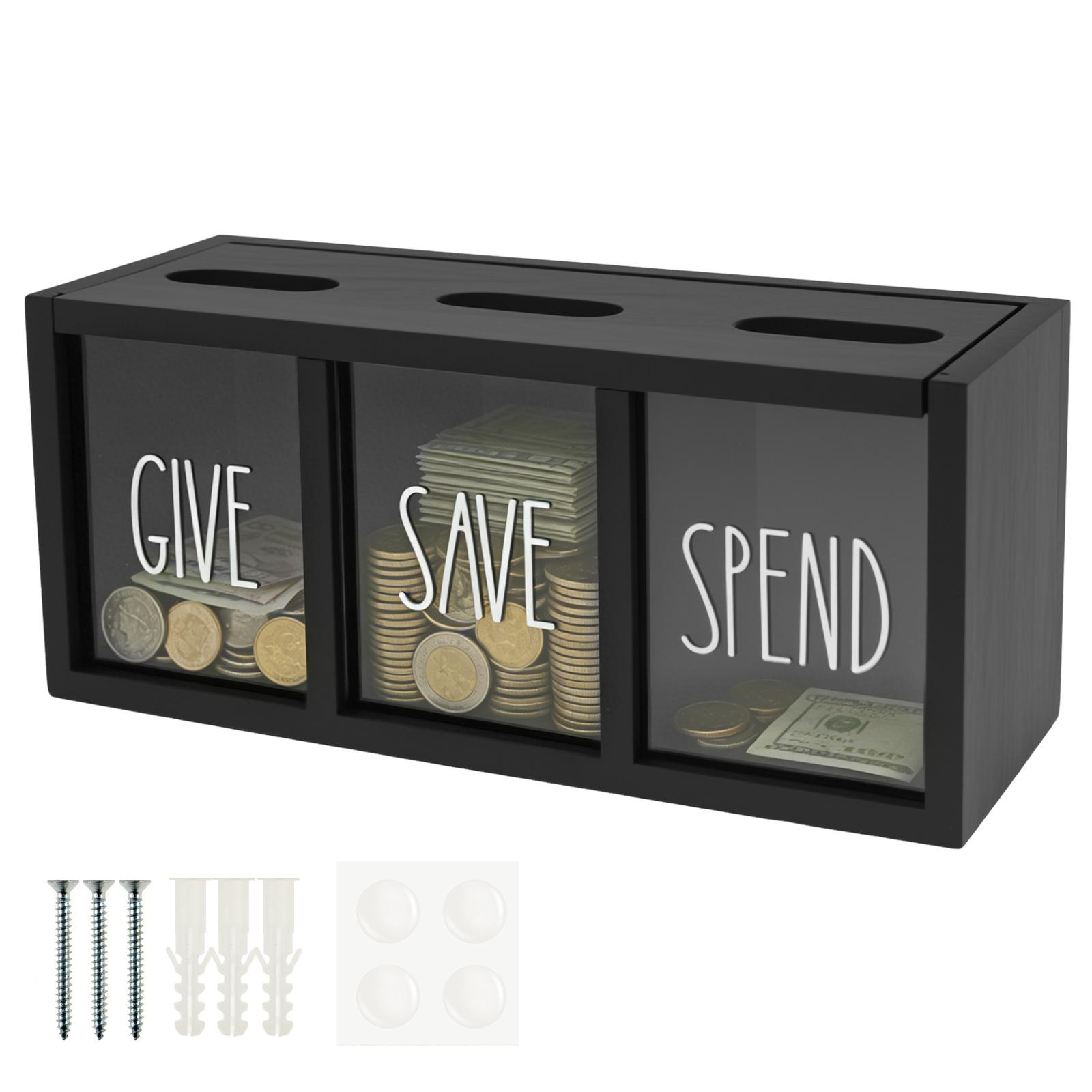 Give Save Spend Money Box Visualized Save Spend Bank Wood Money Saving Box Practical Kid Piggy Bank Safe Box Money Saver