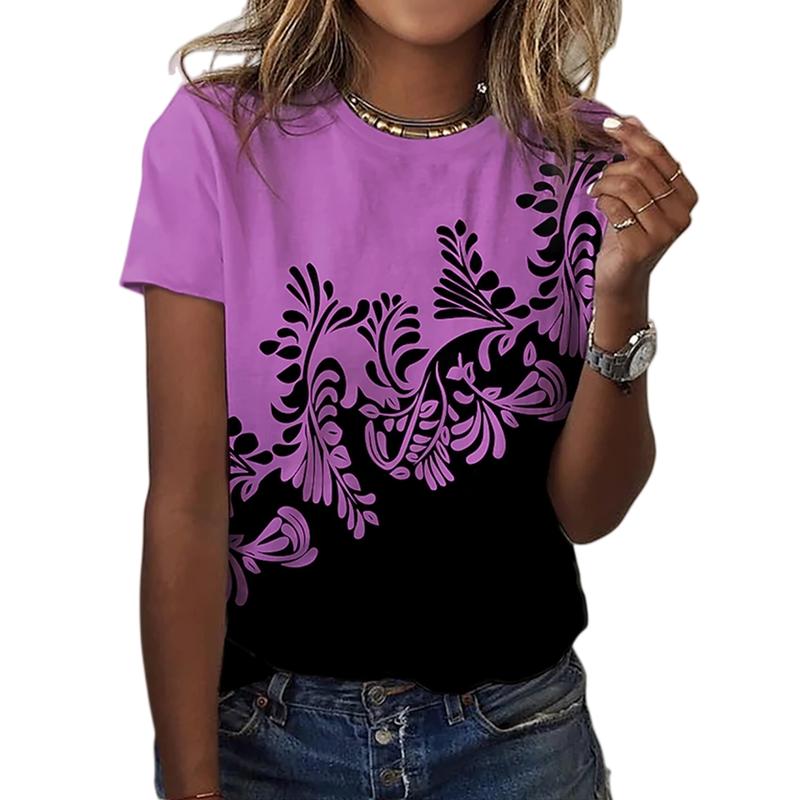 T-shirts Für Frauen Sommer Mode 3D Druck T-shirt Blumenmuster Casual Regelmäßige Oansatz Kurzarm T Frauen Kleidung 6xl