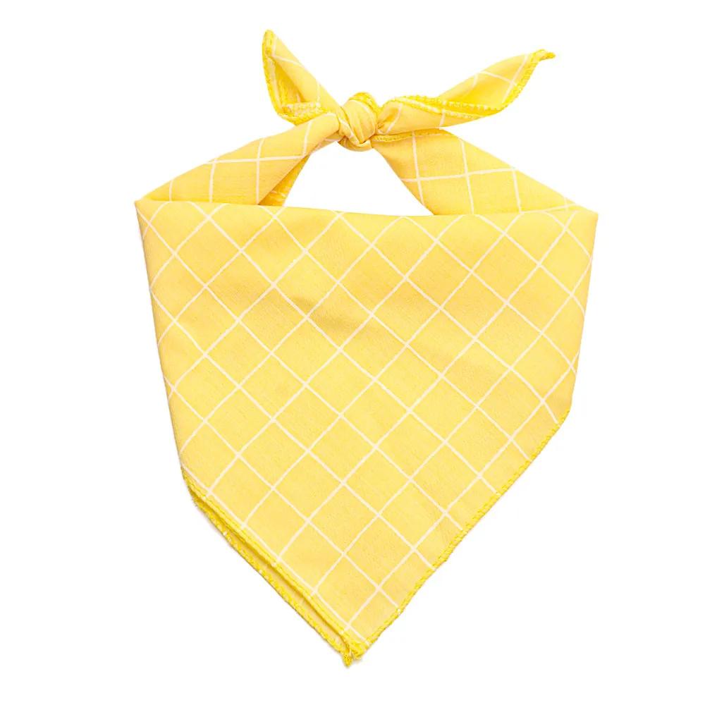 Pet Bandanas Plaid Dots Style Cotton Washable Dog Bandanas Scarf Bowties Collar Pet Square Bib For Puppies Kittens