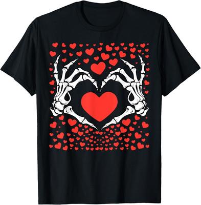 Valentines Day Funny Skeleton Hand Heart Men Boys Girls Kids  Unisex  T-Shirt