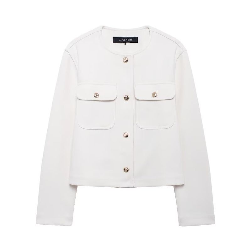

Kaslead New Arrival Women s Clothing Fashion Style Fashion Minimalist Pocket Decoration Soft Jacket Outwear 3046270 White L